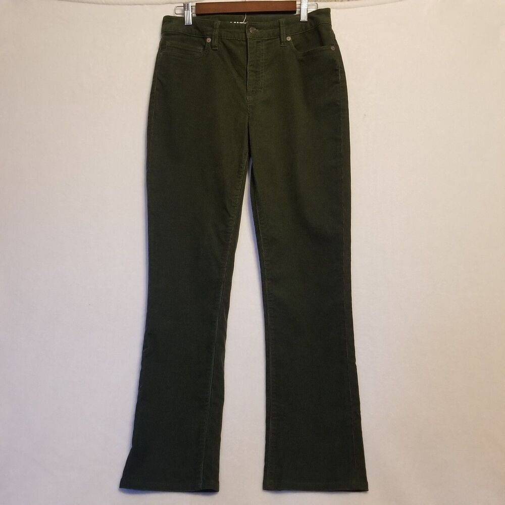 Lands End 6 Pants Corduroy Forest Green Mid Rise Straight Academia Gremlin Boho